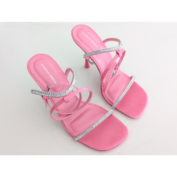 Authentic Jonathan Simkhai Pink Luxon Crystal Harness Sandals Sz 8.5 Party Heels - Picture 2 of 11